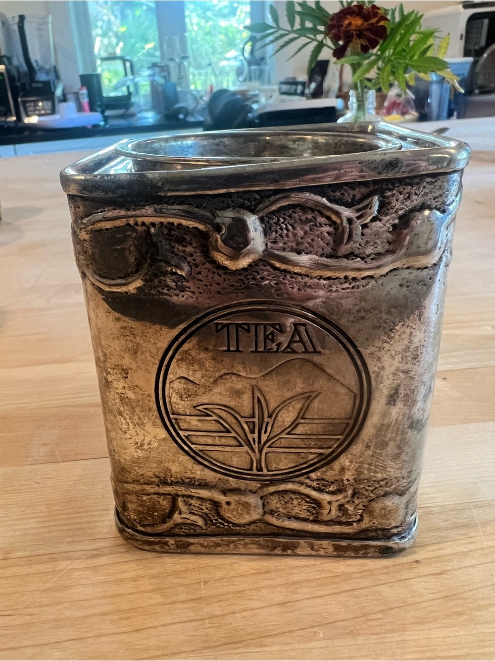 Antique-Style Silver Tea Canister